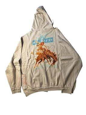 Civilized Life is a Rodeo Graphic Zip-Up Hoodie Bone 2XL